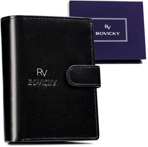 Skórzany portfel męski wyposażony w system RFID - Rovicky Skórzany portfel męski wyposażony w system RFID - Rovicky