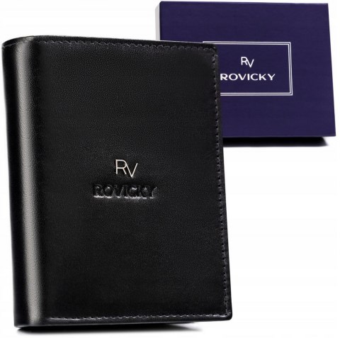 Stylowy, skórzany portfel męski bez zapięcia - Rovicky Stylowy, skórzany portfel męski bez zapięcia - Rovicky