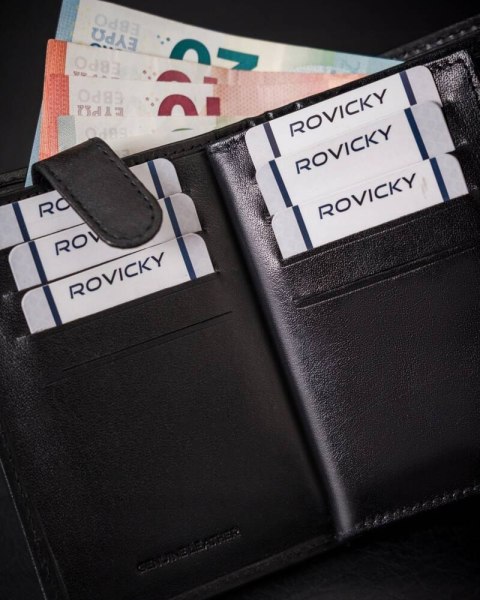 Stylowy, skórzany portfel męski bez zapięcia - Rovicky Stylowy, skórzany portfel męski bez zapięcia - Rovicky