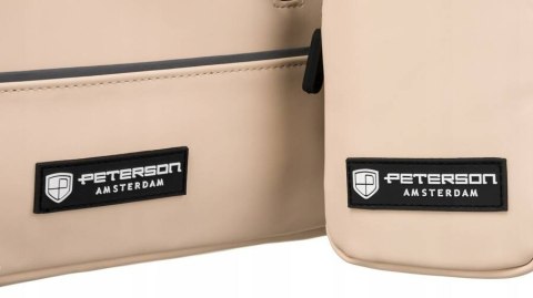 Solidny plecak miejski z materiału syntetycznego z etui w zestawie - Peterson Solidny plecak miejski z materiału syntetycznego z etui w zestawie - Peterson