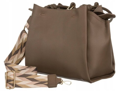 Shopperka damska ze skóry ekologicznej na szerokim pasku - Flora&Co Shopperka damska ze skóry ekologicznej na szerokim pasku - Flora&Co