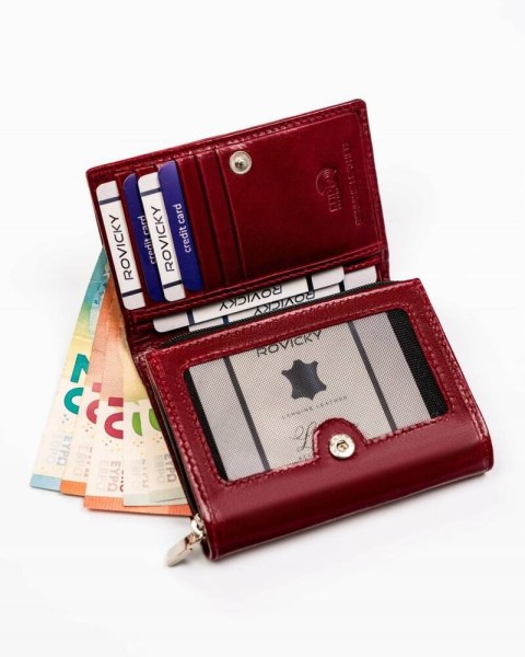 Skórzany, średni portfel damski z systemem RFID - Rovicky Skórzany, średni portfel damski z systemem RFID - Rovicky