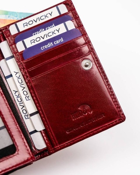 Skórzany, średni portfel damski z systemem RFID - Rovicky Skórzany, średni portfel damski z systemem RFID - Rovicky