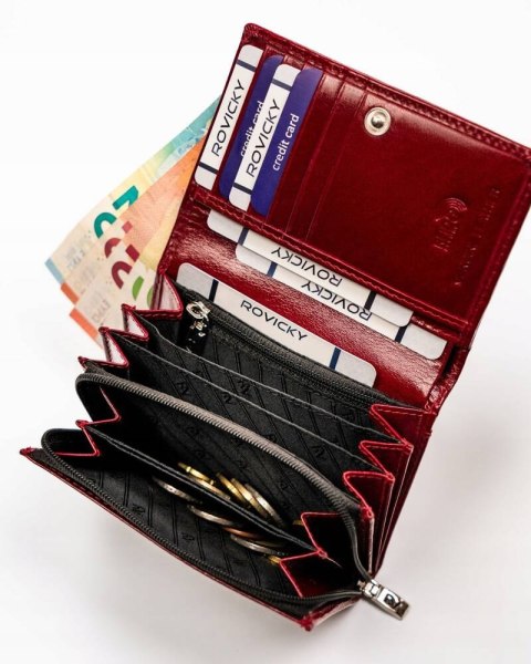 Skórzany, średni portfel damski z systemem RFID - Rovicky Skórzany, średni portfel damski z systemem RFID - Rovicky