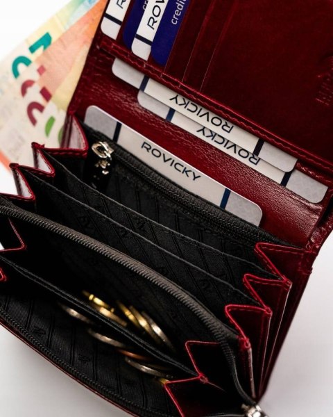 Skórzany, średni portfel damski z systemem RFID - Rovicky Skórzany, średni portfel damski z systemem RFID - Rovicky
