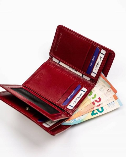 Średni portfel damski z systemem RFID wykonany ze skóry naturalnej - Rovicky Średni portfel damski z systemem RFID wykonany ze skóry naturalnej - Rovicky