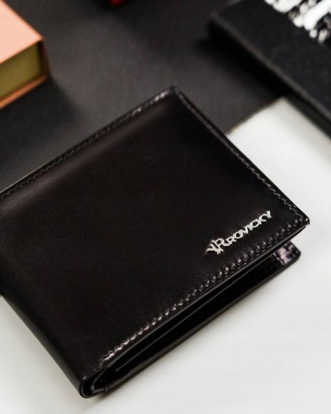 Skórzany, poziomy portfel męski z systemem RFID - Rovicky Skórzany, poziomy portfel męski z systemem RFID - Rovicky