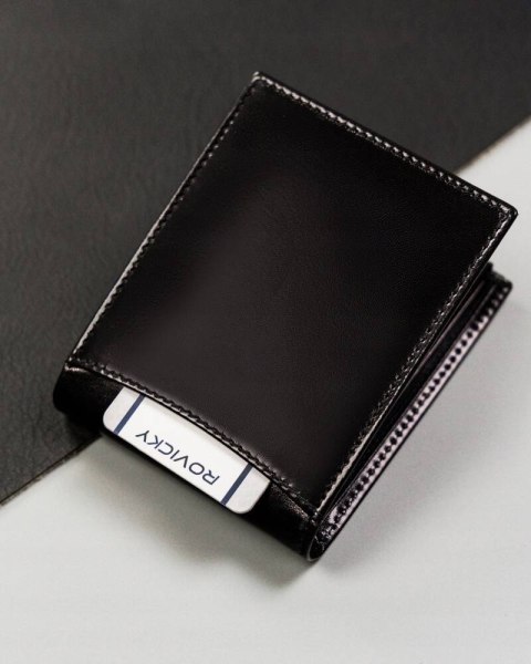 Skórzany, poziomy portfel męski z systemem RFID - Rovicky Skórzany, poziomy portfel męski z systemem RFID - Rovicky