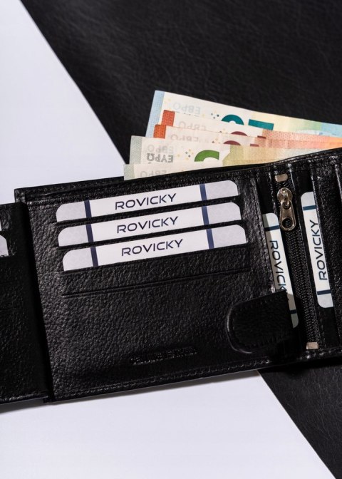Duży, pojemny portfel męski ze skóry naturalnej - Rovicky Duży, pojemny portfel męski ze skóry naturalnej - Rovicky