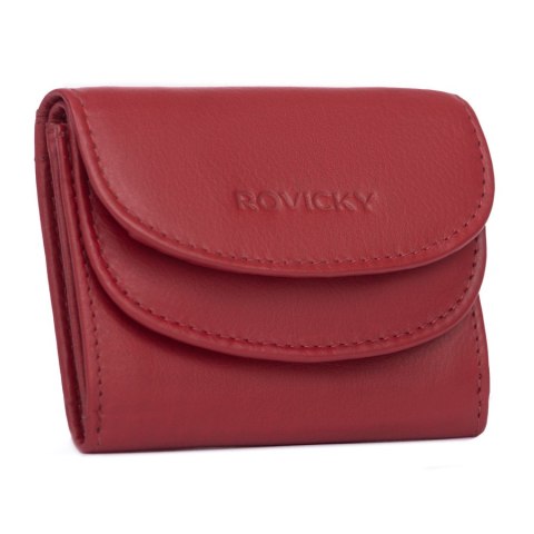 Elegancki, mały portfel damski na zatrzask ze skóry naturalnej - Rovicky Elegancki, mały portfel damski na zatrzask ze skóry naturalnej - Rovicky
