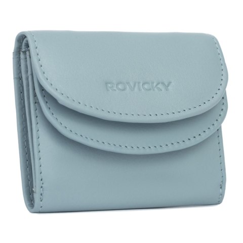 Elegancki, mały portfel damski na zatrzask ze skóry naturalnej - Rovicky Elegancki, mały portfel damski na zatrzask ze skóry naturalnej - Rovicky