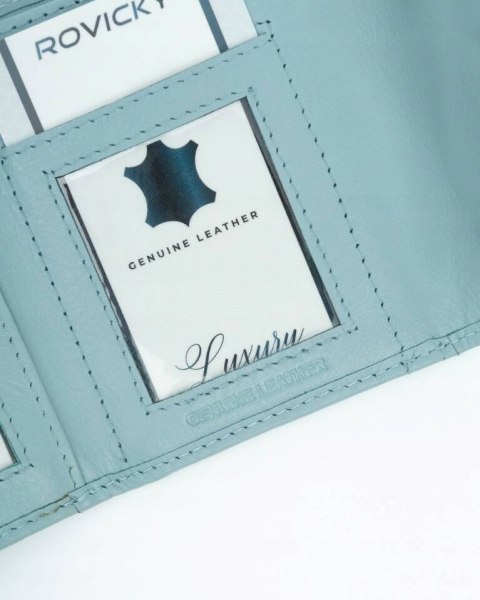 Elegancki, mały portfel damski na zatrzask ze skóry naturalnej - Rovicky Elegancki, mały portfel damski na zatrzask ze skóry naturalnej - Rovicky