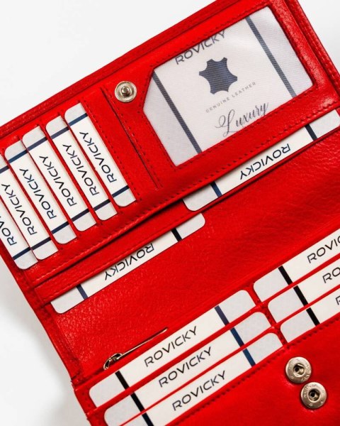 Pojemny skórzany portfel damski o klasycznym designie - Rovicky Pojemny skórzany portfel damski o klasycznym designie - Rovicky