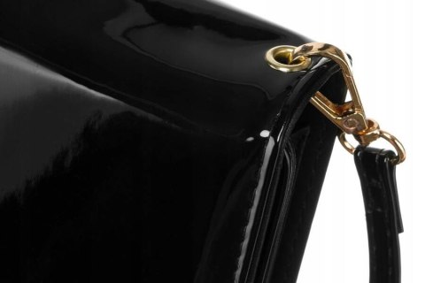 Czarna, elegancka torebka 2w1 wykonana z lakierowanej skóry ekologicznej - Rovicky Czarna, elegancka torebka 2w1 wykonana z lakierowanej skóry ekologicznej - Rovicky