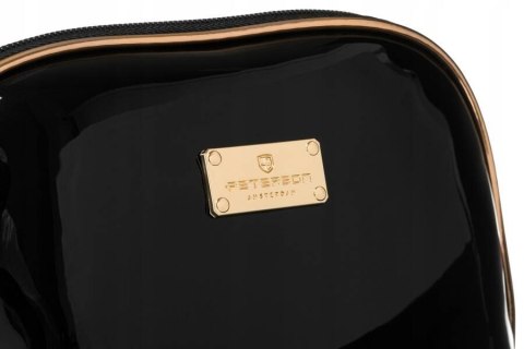 Elegancka kosmetyczka damska z wodoodpornego materiału w czarnym kolorze - Peterson Elegancka kosmetyczka damska z wodoodpornego materiału w czarnym kolorze - Peterson