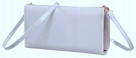 Elegancka torebka-portfel 2w1 w szarym kolorze zamykana na magnetyczny zatrzask - Rovicky Elegancka torebka-portfel 2w1 w szarym kolorze zamykana na magnetyczny zatrzask - Rovicky
