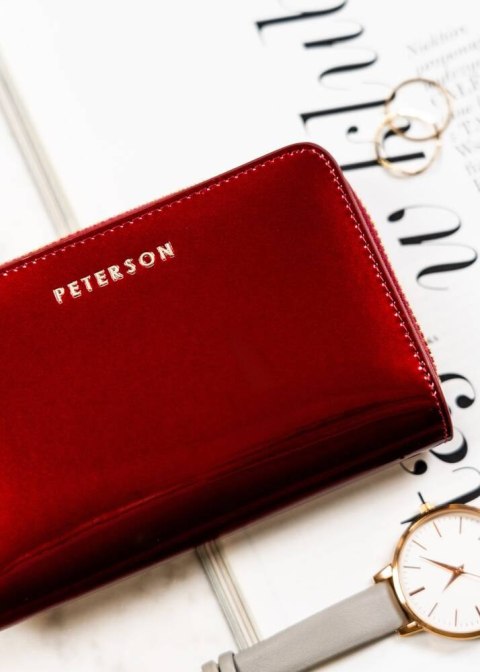 Czerwony portfel damski skórzany z RFID na prezent - Peterson Czerwony portfel damski skórzany z RFID na prezent - Peterson