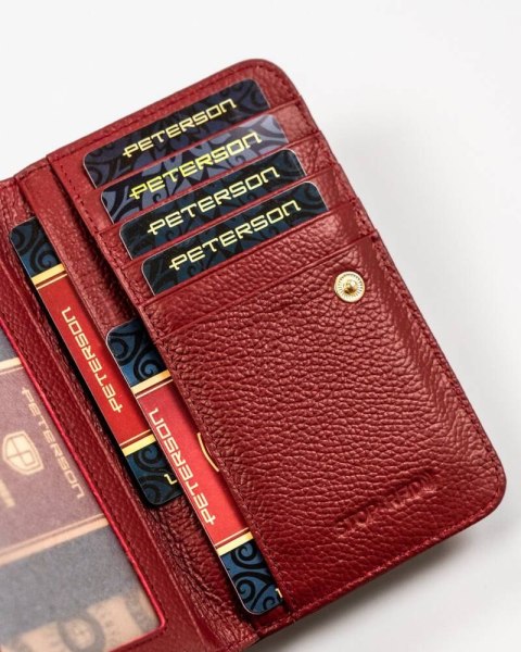 Czerwony portfel damski skórzany z RFID na prezent - Peterson Czerwony portfel damski skórzany z RFID na prezent - Peterson