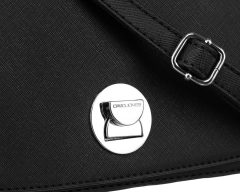 Elegancka torebka w czarnym kolorze crossbody z pikowanymi bokami - David Jones Elegancka torebka w czarnym kolorze crossbody z pikowanymi bokami - David Jones