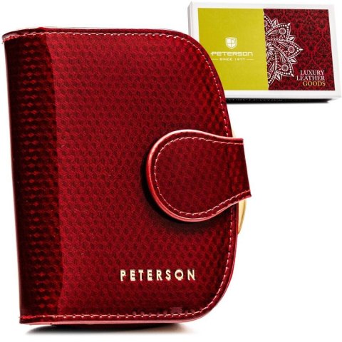 Mały portfel damski czerwony na zatrzask - Peterson
