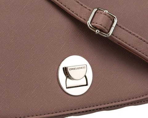 Torebka damska na ramię dwukomorowa z kieszeniami w kolorze dusty pink - David Jones Torebka damska na ramię dwukomorowa z kieszeniami w kolorze dusty pink - David Jones