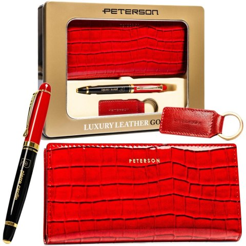 Zestaw prezentowy damski z portfelem croco - Peterson Zestaw prezentowy damski z portfelem croco - Peterson