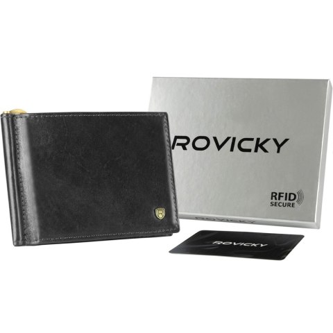 Banknotówka męska ze skóry naturalnej z systemem RFID - Rovicky Banknotówka męska ze skóry naturalnej z systemem RFID - Rovicky