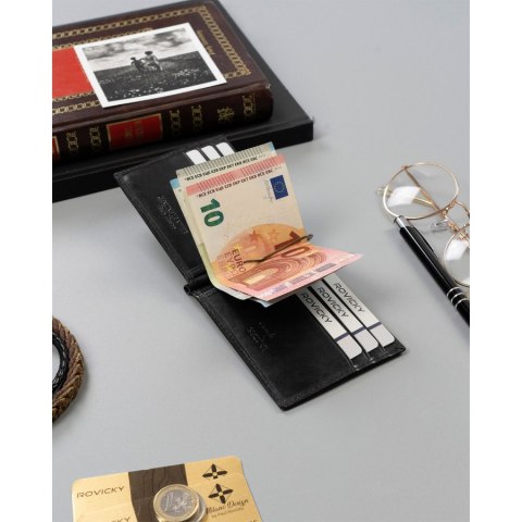 Banknotówka męska ze skóry naturalnej z systemem RFID - Rovicky Banknotówka męska ze skóry naturalnej z systemem RFID - Rovicky