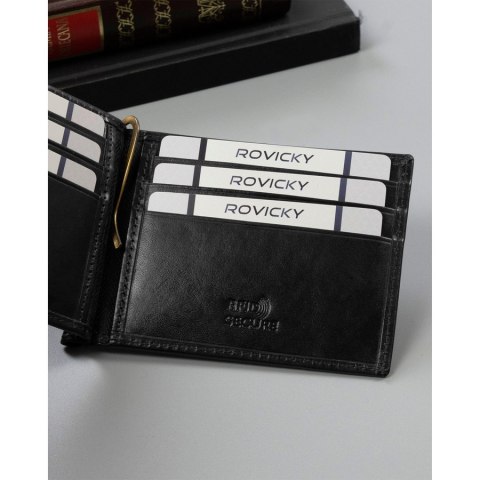 Banknotówka męska ze skóry naturalnej z systemem RFID - Rovicky Banknotówka męska ze skóry naturalnej z systemem RFID - Rovicky