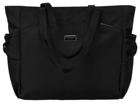Czarny shopper bag torebka mieszcząca A4 - Peterson Czarny shopper bag torebka mieszcząca A4 - Peterson