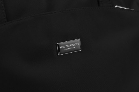 Czarny shopper bag torebka mieszcząca A4 - Peterson Czarny shopper bag torebka mieszcząca A4 - Peterson