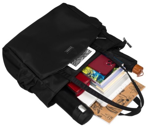 Czarny shopper bag torebka mieszcząca A4 - Peterson Czarny shopper bag torebka mieszcząca A4 - Peterson