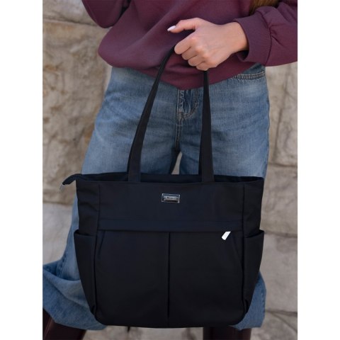 Modna torba shopper A4 w czarnym kolorze - Peterson Modna torba shopper A4 w czarnym kolorze - Peterson