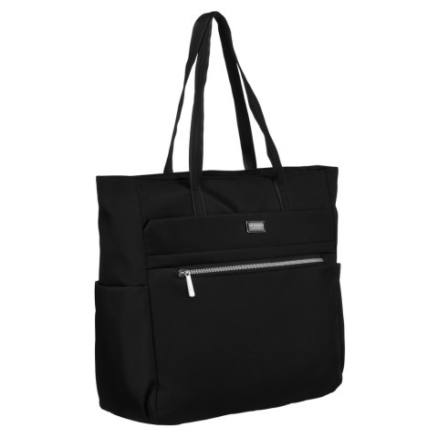 Pojemna elegancka shopperka damska na ramię czarna - Peterson Pojemna elegancka shopperka damska na ramię czarna - Peterson