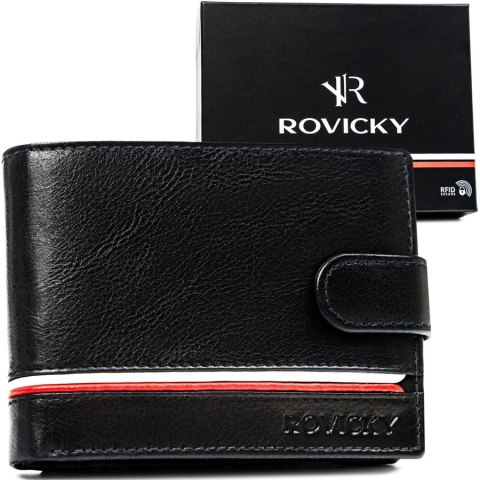 Czarny portfel skórzany męski z ochroną RFID - Rovicky Czarny portfel skórzany męski z ochroną RFID - Rovicky