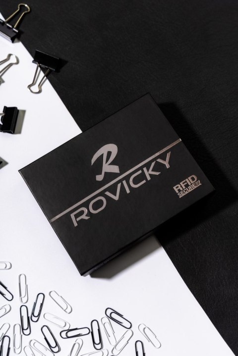 Portfel męski skórzany pionowy z ochroną RFID - Rovicky Portfel męski skórzany pionowy z ochroną RFID - Rovicky