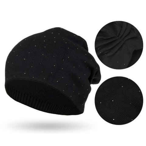 Ciepła czapka slouchy damska z kryształkami - Peterson Ciepła czapka slouchy damska z kryształkami - Peterson