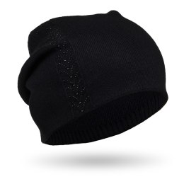 Czapka damska Beanie z kryształkami czarna - Peterson