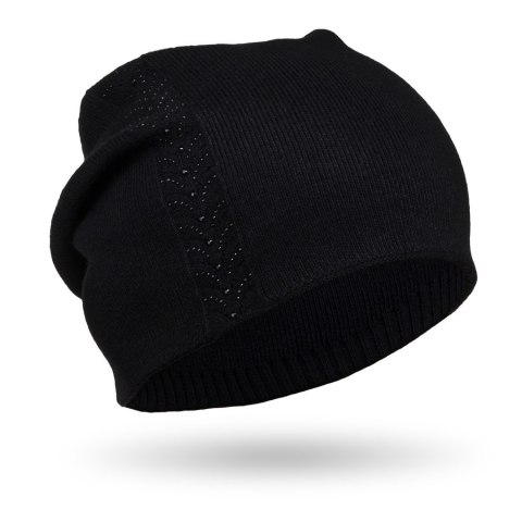 Czapka damska Beanie z kryształkami czarna - Peterson Czapka damska Beanie z kryształkami czarna - Peterson