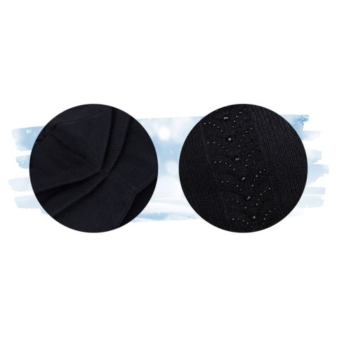Czapka damska Beanie z kryształkami czarna - Peterson Czapka damska Beanie z kryształkami czarna - Peterson