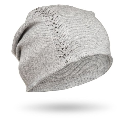 Czapka damska zimowa slouchy z kryształkami szara - Peterson Czapka damska zimowa slouchy z kryształkami szara - Peterson