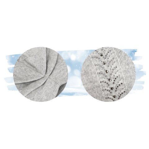 Czapka damska zimowa slouchy z kryształkami szara - Peterson Czapka damska zimowa slouchy z kryształkami szara - Peterson