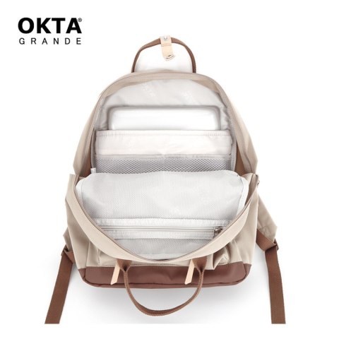 Stylowy plecak z kieszenią na laptopa oliwkowy - Himawari Stylowy plecak z kieszenią na laptopa oliwkowy - Himawari