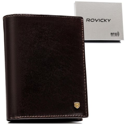 Klasyczny portfel męski z RFID w brązowym kolorze - Rovicky Klasyczny portfel męski z RFID w brązowym kolorze - Rovicky