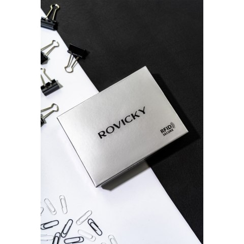 Klasyczny portfel męski z RFID w brązowym kolorze - Rovicky Klasyczny portfel męski z RFID w brązowym kolorze - Rovicky