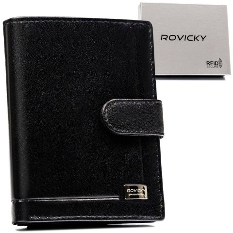 Kompaktowy portfel męski na karty ze skóry naturalnej - Rovicky Kompaktowy portfel męski na karty ze skóry naturalnej - Rovicky