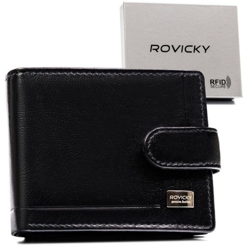 Portfel męski z RFID w czarnym kolorze - Rovicky Portfel męski z RFID w czarnym kolorze - Rovicky