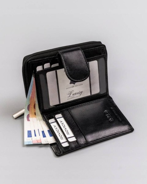 Skórzany portfel damski z systemem RFID Protect - Rovicky Skórzany portfel damski z systemem RFID Protect - Rovicky