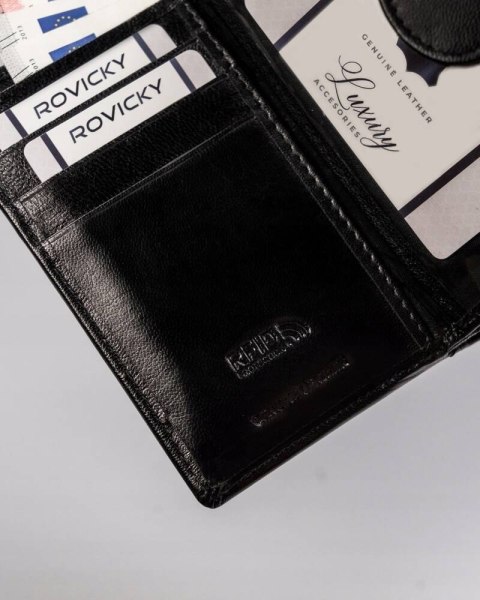 Skórzany portfel damski z systemem RFID Protect - Rovicky Skórzany portfel damski z systemem RFID Protect - Rovicky