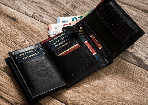 Pionowy portfel męski ze skóry naturalnej RFID - Peterson Pionowy portfel męski ze skóry naturalnej RFID - Peterson